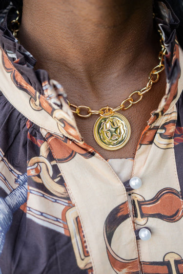 Lucky Texas Coin Necklace - 18k Gold Plated Chain Link - Lisi Lerch