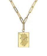 Mahjong Charm Tile Necklace - Paper Clip chain - 18k Gold Plated - Lisi Lerch