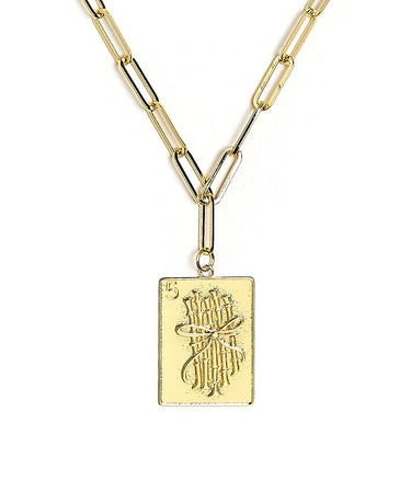 Mahjong Charm Tile Necklace - Paper Clip chain - 18k Gold Plated - Lisi Lerch