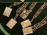 Mahjong Charm Tile Necklace- Paper Clip chain - 18k Gold Plated - Lisi Lerch