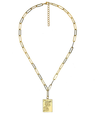 Mahjong Charm Tile Necklace - Paper Clip chain - 18k Gold Plated - Lisi Lerch