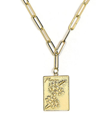 Mahjong Charm Tile Necklace - Paper Clip chain - 18k Gold Plated - Lisi Lerch