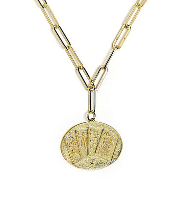 Mahjong Charm Tile Necklace - Paper Clip chain - 18k Gold Plated - Lisi Lerch