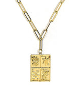 Mahjong Charm Tile Necklace - Paper Clip chain - 18k Gold Plated - Lisi Lerch