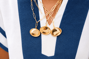 Map - Beach Tag Charm Necklace – 18k Gold Plated - Lisi Lerch