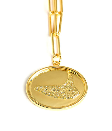 Map - Beach Tag Charm Necklace – 18k Gold Plated - Lisi Lerch