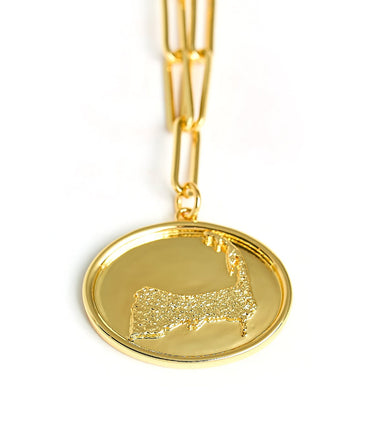Map - Beach Tag Charm Necklace – 18k Gold Plated - Lisi Lerch