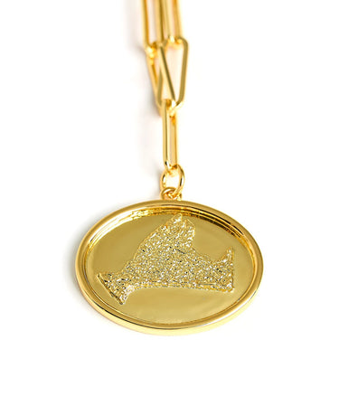 Map - Beach Tag Charm Necklace – 18k Gold Plated - Lisi Lerch