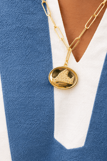 Map - Beach Tag Charm Necklace – 18k Gold Plated - Lisi Lerch