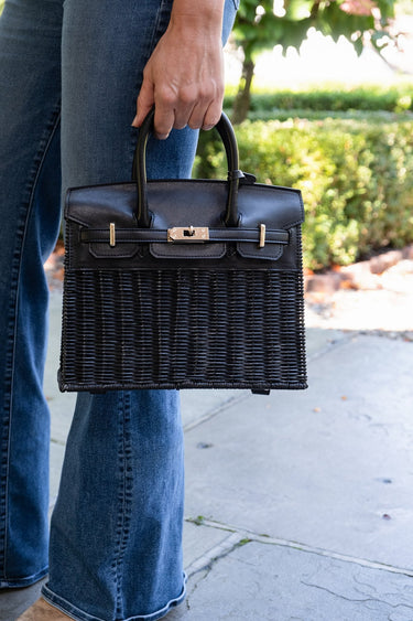 Margo - Fall Wicker Handbag - Black & Chocolate - Lisi Lerch