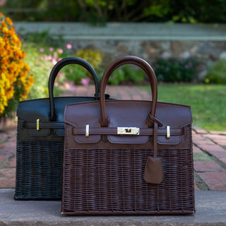 Margo - Fall Wicker Handbag - Black & Chocolate - Lisi Lerch