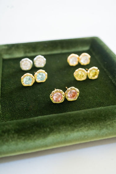 Margot- Pastel Bezel Textured Earring- 18K Plated - Darby Clark Collection - Lisi Lerch