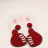 Maroon Beaded Thumbs Up Earrings-Sample Sale- Final Sale - Lisi Lerch