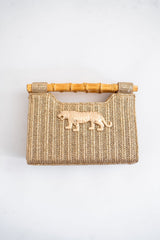 Mary Gold Straw Clutch - Bamboo Natural Handle - Lisi Lerch