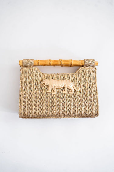 Mary Gold Straw Clutch - Bamboo Natural Handle - Lisi Lerch