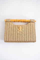 Mary Gold Straw Clutch - Bamboo Natural Handle - Lisi Lerch