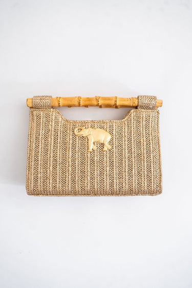 Mary Gold Straw Clutch - Bamboo Natural Handle - Lisi Lerch