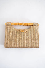 Mary Gold Straw Clutch - Bamboo Natural Handle - Lisi Lerch