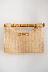 Mary Natural Straw Clutch - Bamboo Natural Handle - Lisi Lerch