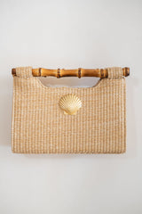 Mary Natural Straw Clutch - Bamboo Natural Handle - Lisi Lerch
