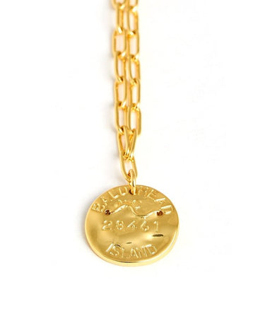Mini Beach Tag Charm Necklace – 18k Gold Plated - Lisi Lerch