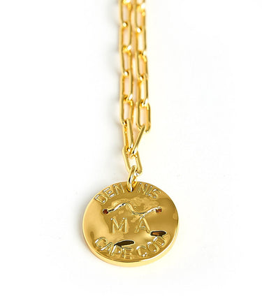 Mini Beach Tag Charm Necklace – 18k Gold Plated - Lisi Lerch