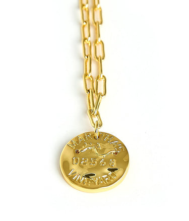 Mini Beach Tag Charm Necklace – 18k Gold Plated - Lisi Lerch