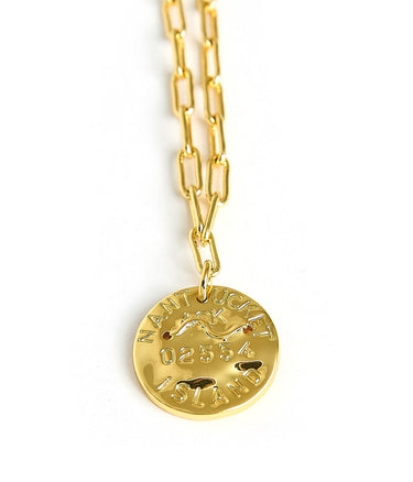 Mini Beach Tag Charm Necklace – 18k Gold Plated - Lisi Lerch