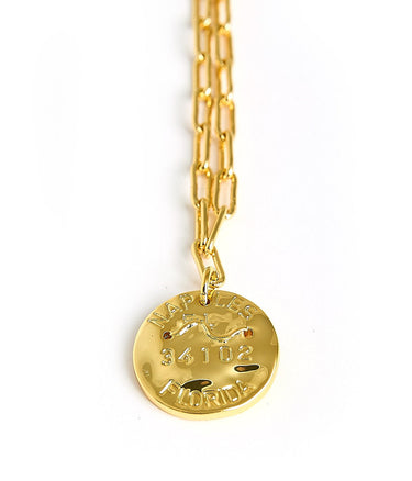 Mini Beach Tag Charm Necklace – 18k Gold Plated - Lisi Lerch