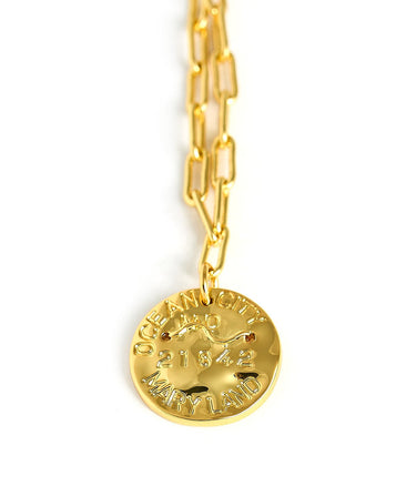 Mini Beach Tag Charm Necklace – 18k Gold Plated - Lisi Lerch