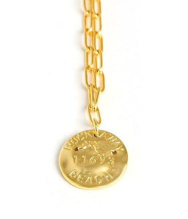 Mini Beach Tag Charm Necklace – 18k Gold Plated - Lisi Lerch