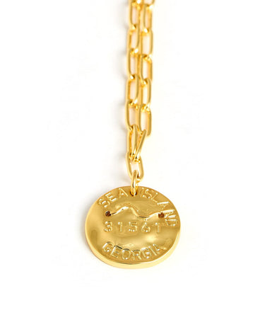 Mini Beach Tag Charm Necklace – 18k Gold Plated - Lisi Lerch