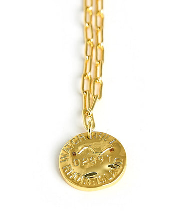Mini Beach Tag Charm Necklace – 18k Gold Plated - Lisi Lerch