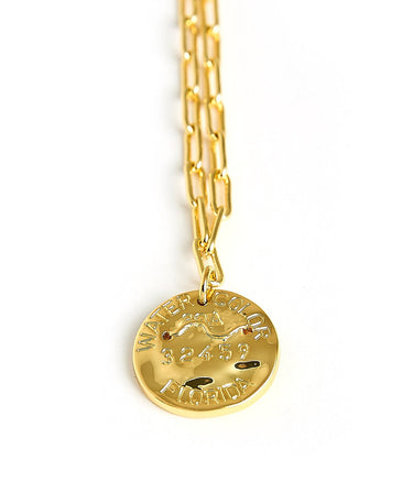 Mini Beach Tag Charm Necklace – 18k Gold Plated - Lisi Lerch