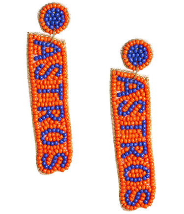 MLB Beaded Word Drop - Fabric Backed Earrings - Lisi Lerch