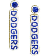 MLB Beaded Word Drop - Fabric Backed Earrings - Lisi Lerch