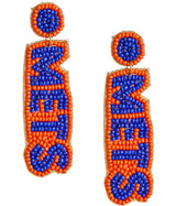MLB Beaded Word Drop - Fabric Backed Earrings - Lisi Lerch