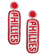 MLB Beaded Word Drop - Fabric Backed Earrings - Lisi Lerch