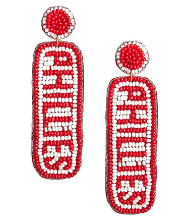 MLB Beaded Word Drop - Fabric Backed Earrings - Lisi Lerch