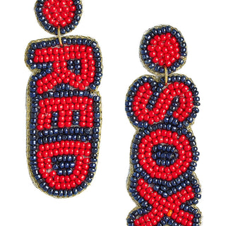 MLB Beaded Word Drop - Fabric Backed Earrings - Lisi Lerch