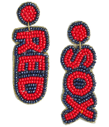 MLB Beaded Word Drop - Fabric Backed Earrings - Lisi Lerch