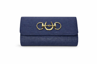 Navy Avery Clutch Straw - Gold Charms - Lisi Lerch