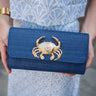 Navy Avery Clutch Straw - Gold Charms - Lisi Lerch