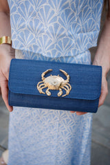 Navy Avery Clutch Straw - Gold Charms - Lisi Lerch