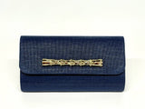 Navy Avery Clutch Straw - Gold Charms - Lisi Lerch