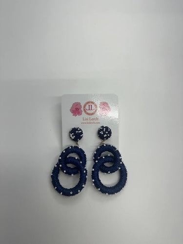 Navy Woven Fabric Chain Link Earring - Sample Sale Final Sale - Lisi Lerch