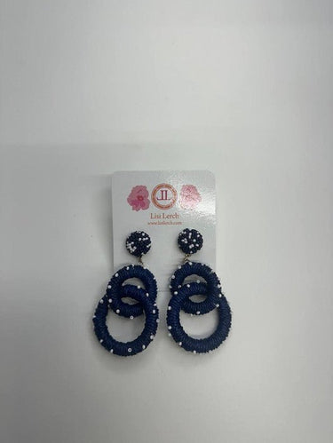 Navy Woven Fabric Chain Link Earring - Sample Sale Final Sale - Lisi Lerch