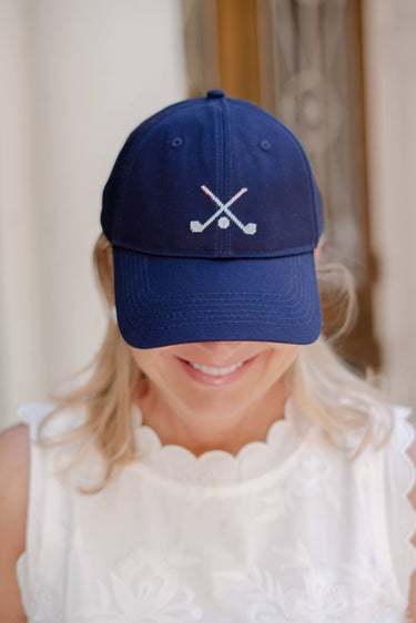 Needlepoint Baseball Hat - Blue Golf - Lisi Lerch