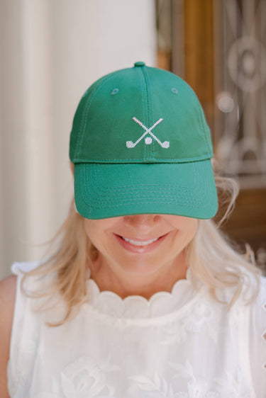 Needlepoint Baseball Hat - Green Golf - Lisi Lerch