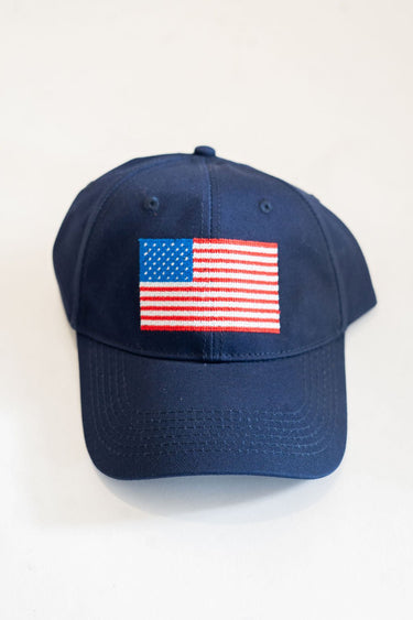 Needlepoint Baseball Hat - Navy American Flag - Lisi Lerch